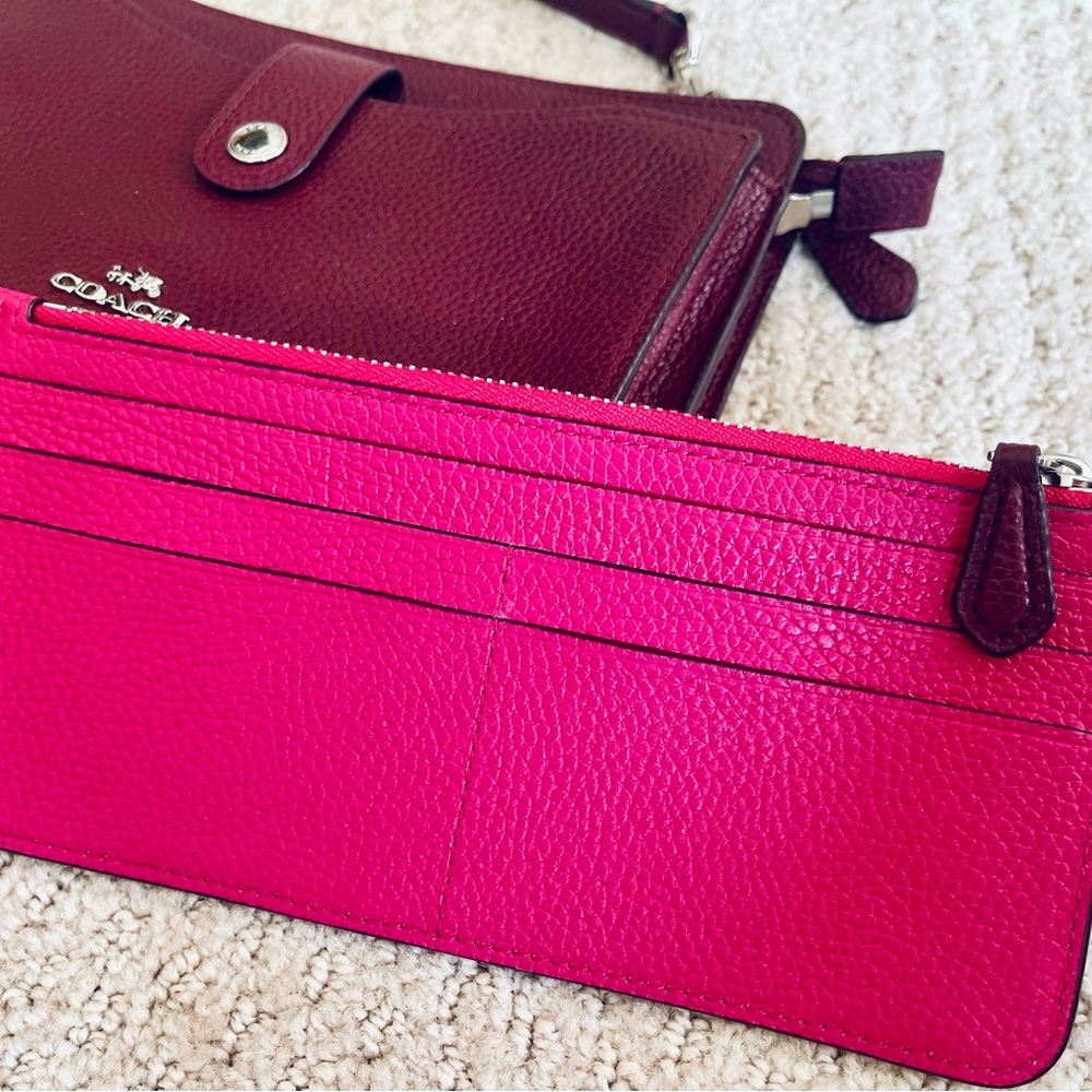Coach RARE Plum/Fuchsia Leather Crossbody Bag - Picture 6 of 15